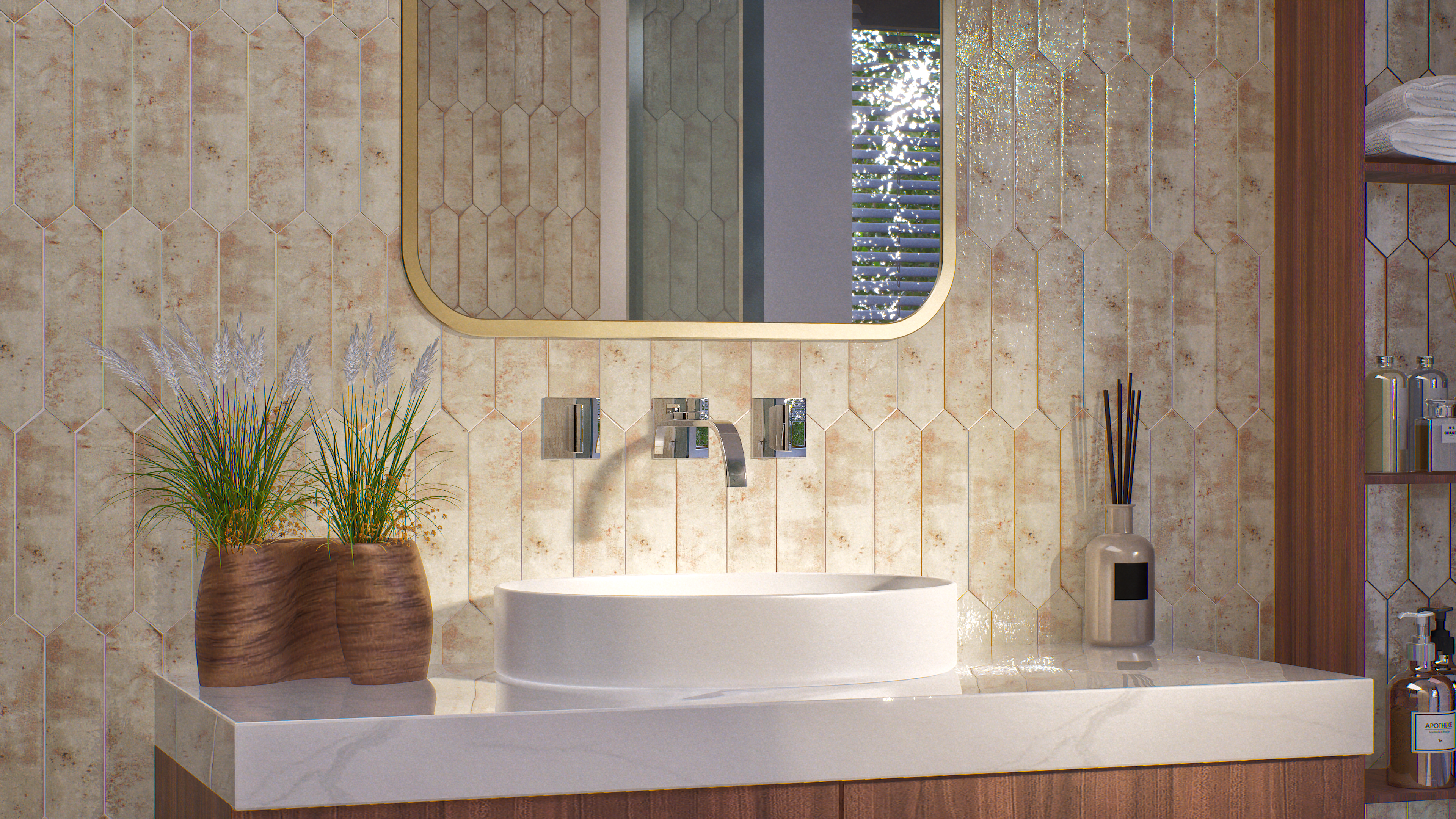 Subway Wall Tile TL 06163 D Cavalier Picket Snow Pearl 12 x 3 inch