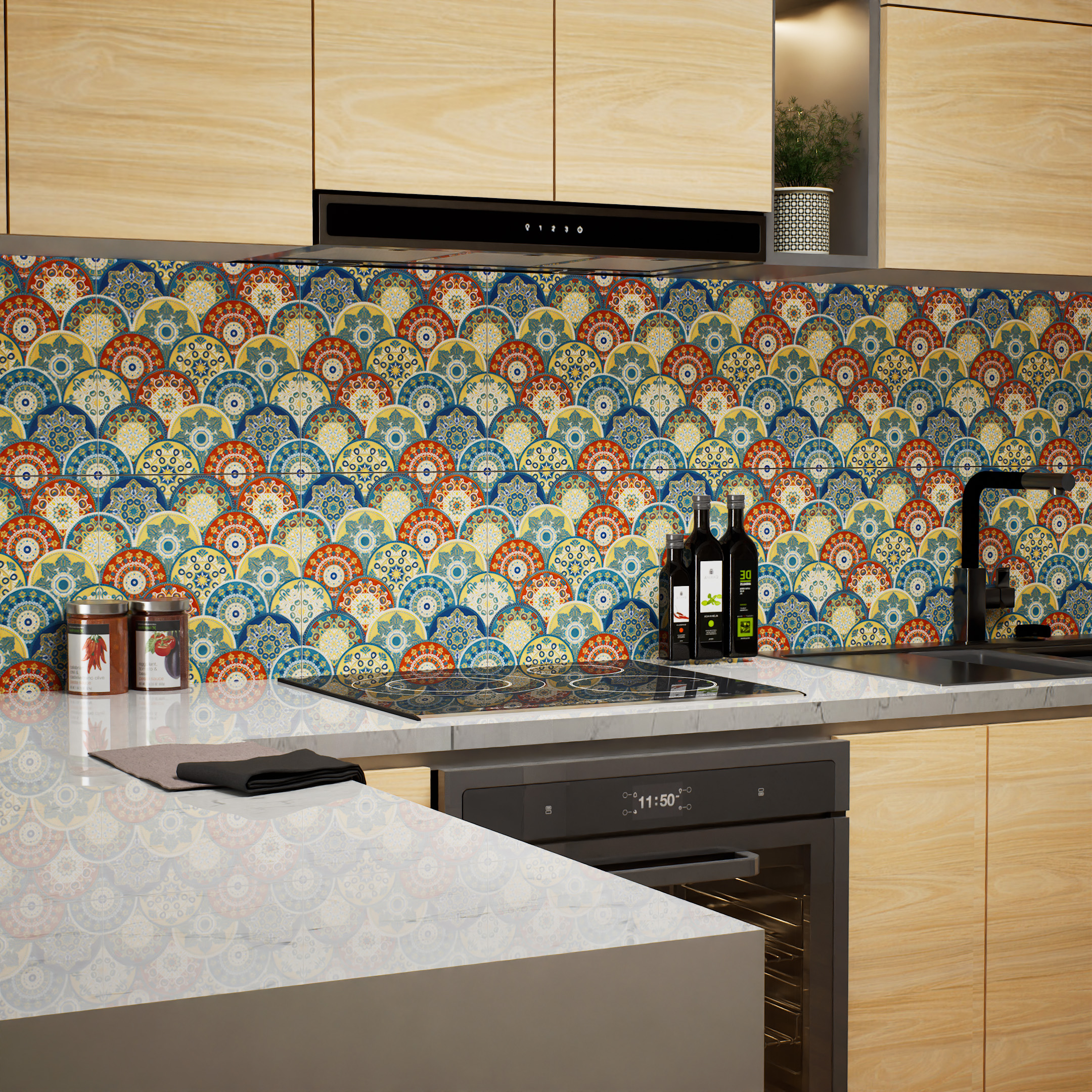 Premium Vibrant TL 04384 Jaipuri Orange Moroccan Ceramic Tile