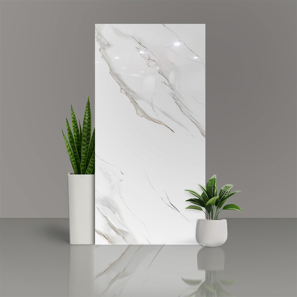 Marble Floor & Wall Tile TL 02165 Lasa White 4 ft x 2 ft Glossy