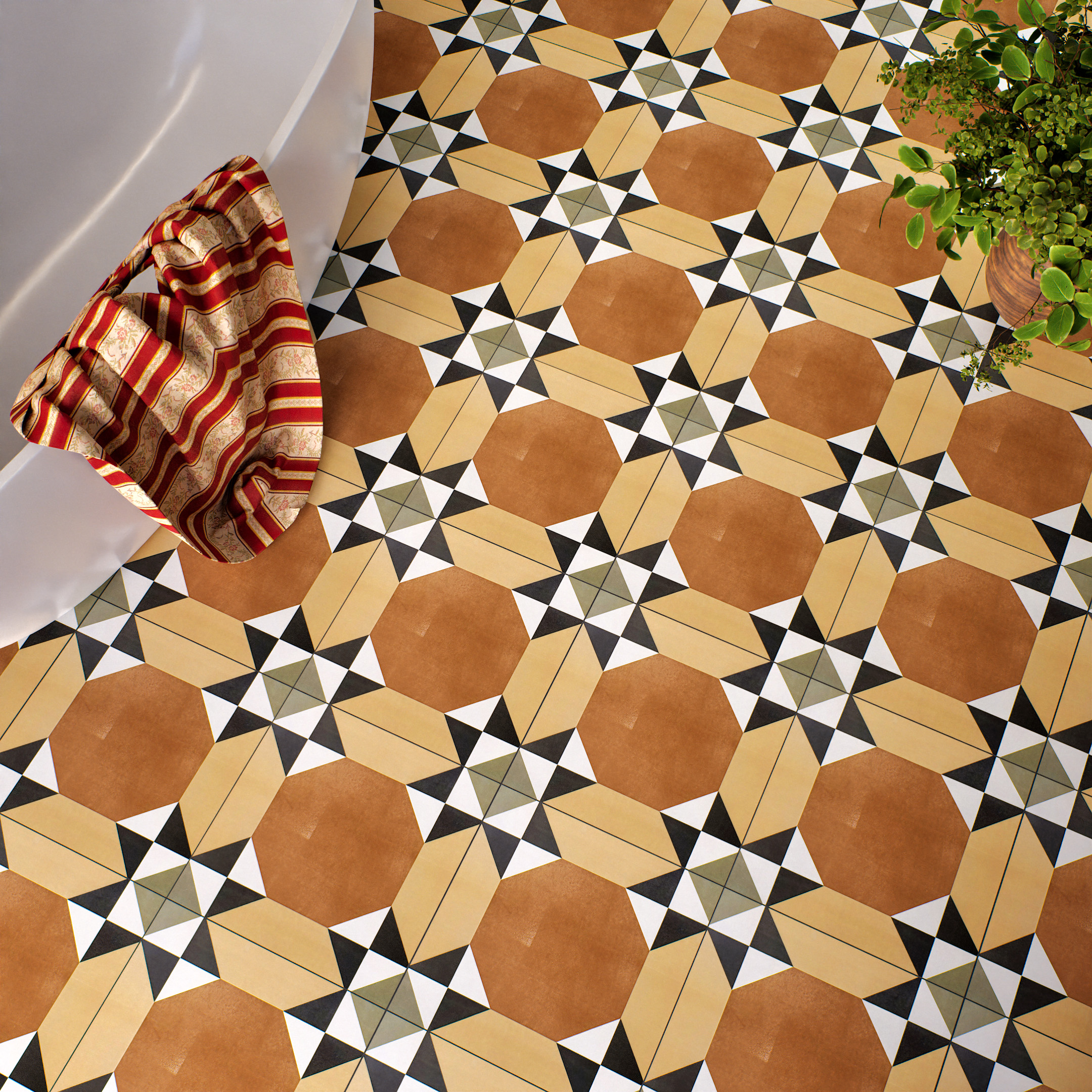 Moroccan Floor & Wall Tile TL 05448 Morissa Terracotta Abstract 1