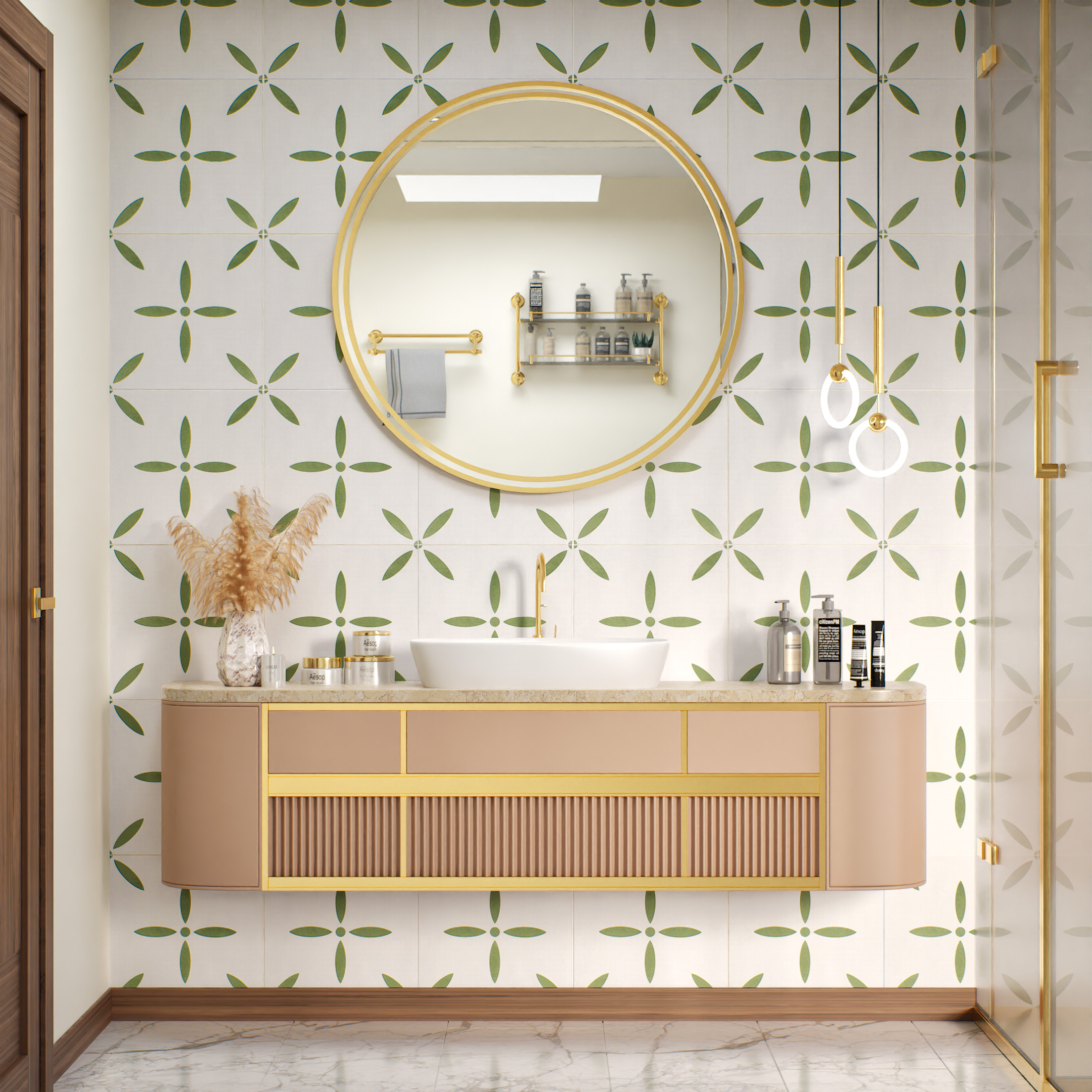 Moroccan Tile TL 05173 Zellige Urban Green Multi Colour 1 ft x 1