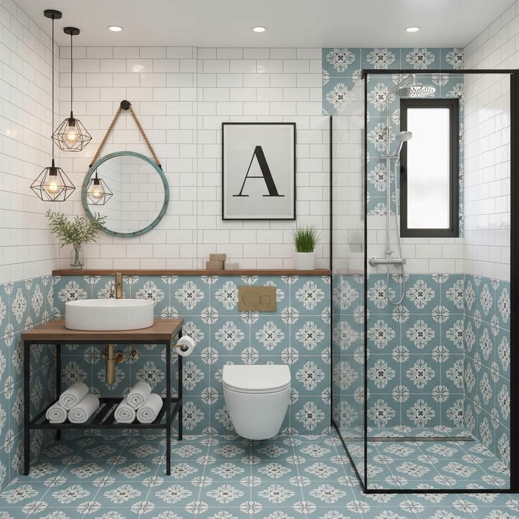 Moroccan Floor & Wall Tile TL 05718 Zellige Turquoise Bloom 1 ft x