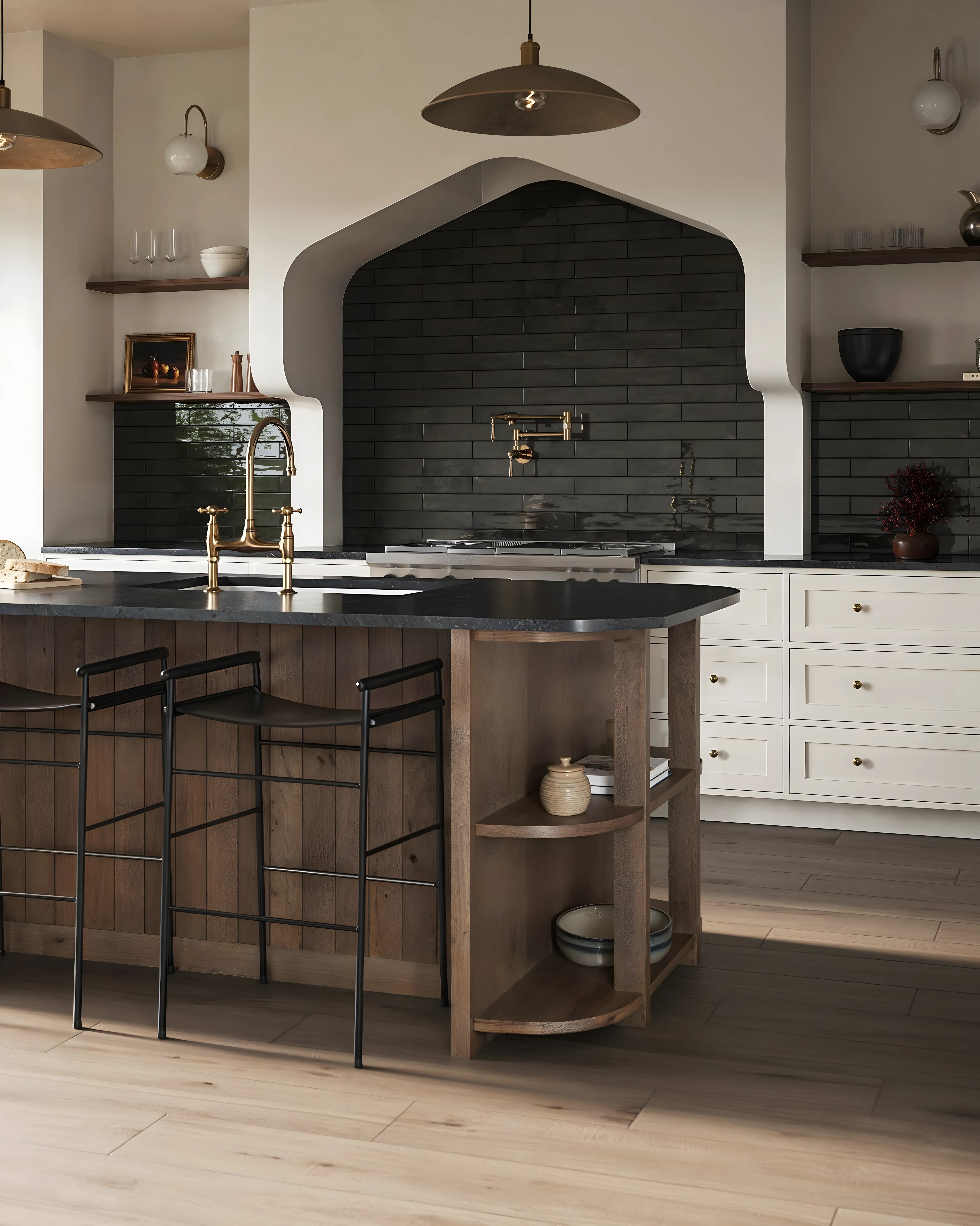 Bright and Airy Kitchen Design Design with Unique Island and Integrated Appliances Brigade Komarla Heights Padmanabhanagar | Material Depot
