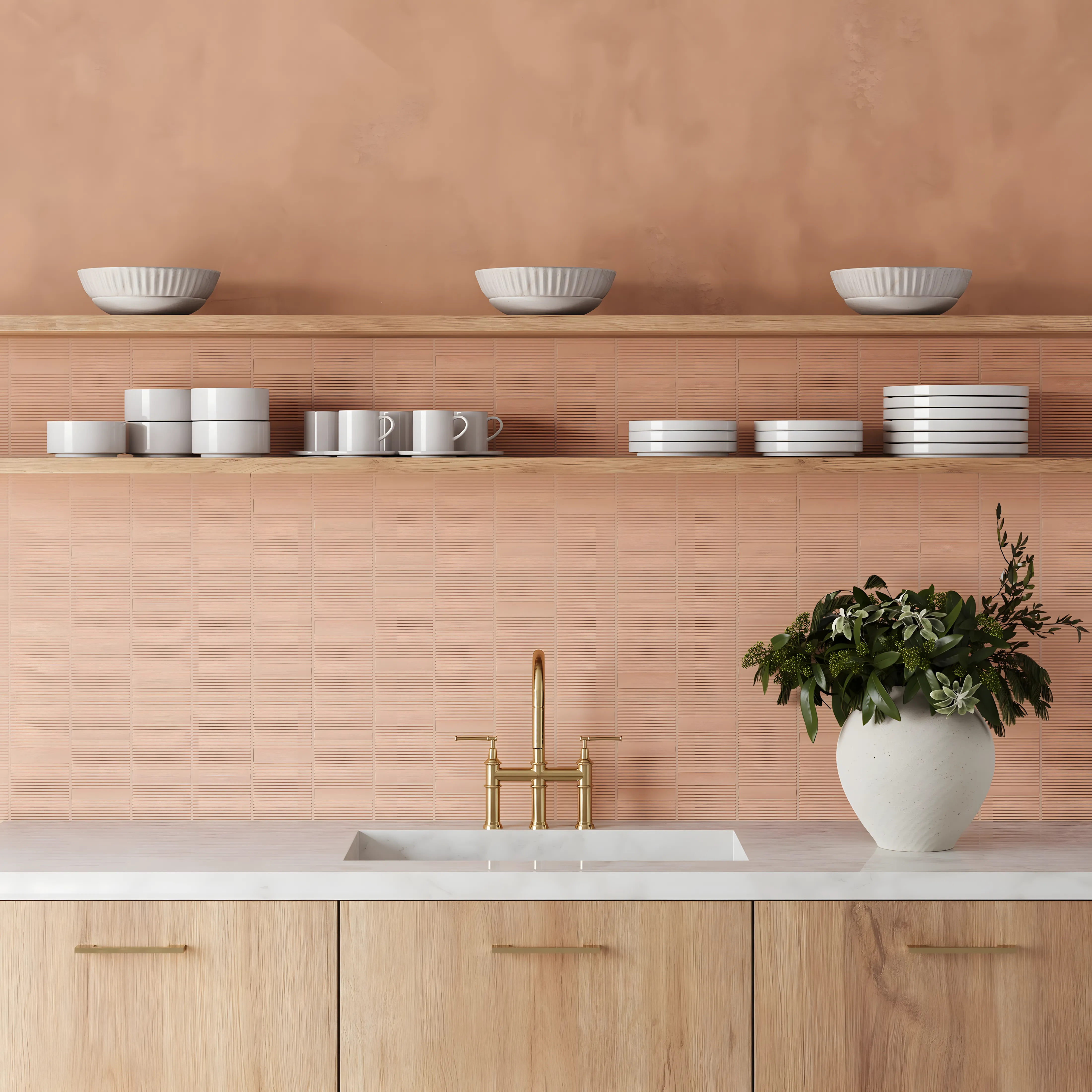 Bright Orange Designer tile with Designer Marble Quartz Purva Zenium Airport Road | Material Depot