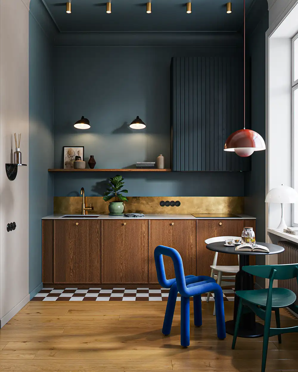 Eclectic Kitchen with Bold Colors and Vintage Elements | Material Depot