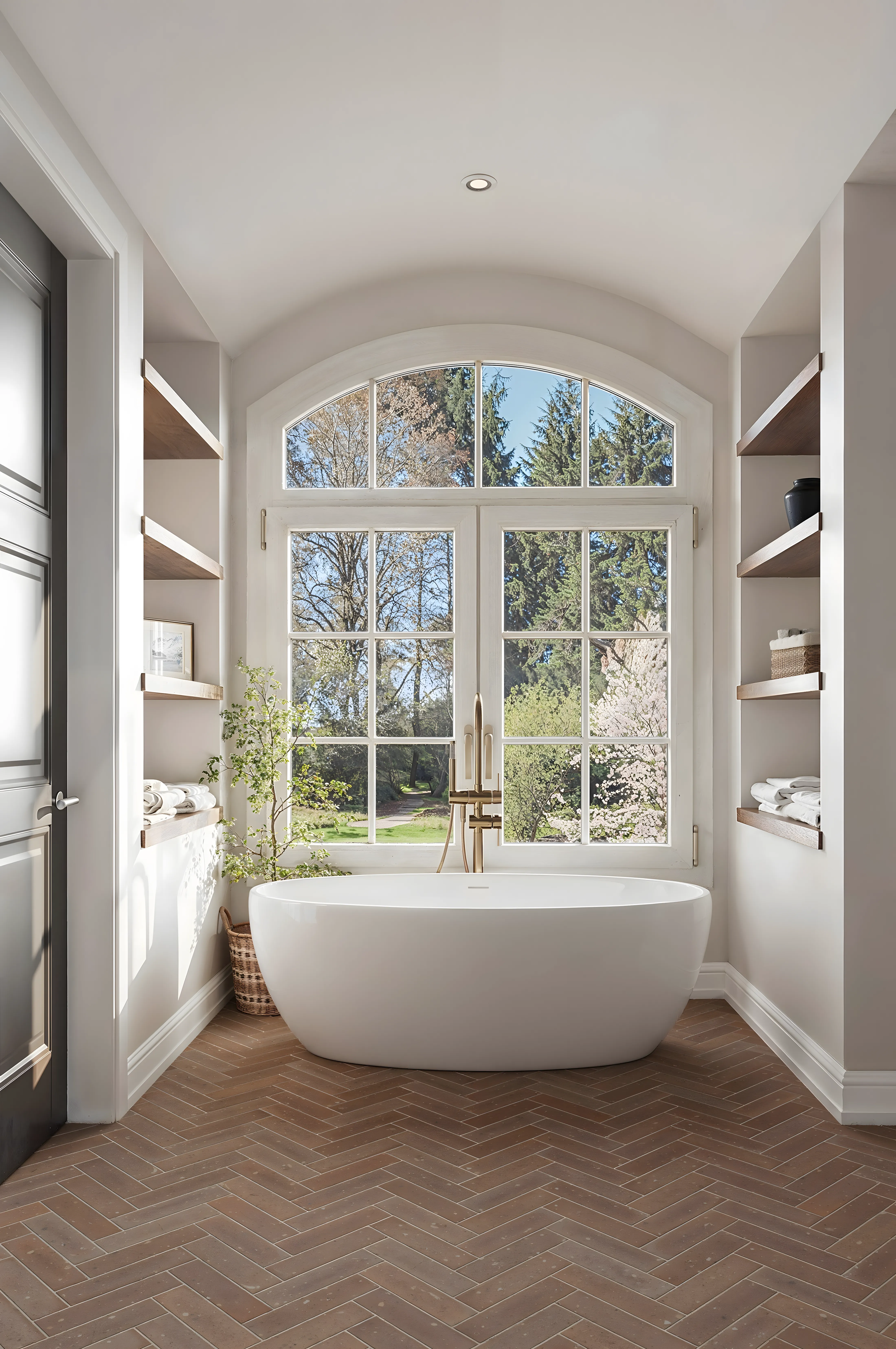 Elegant Bathroom Design with Herringbone Tiles Floor Assetz Canvas & Cove Begur Road | Material Depot