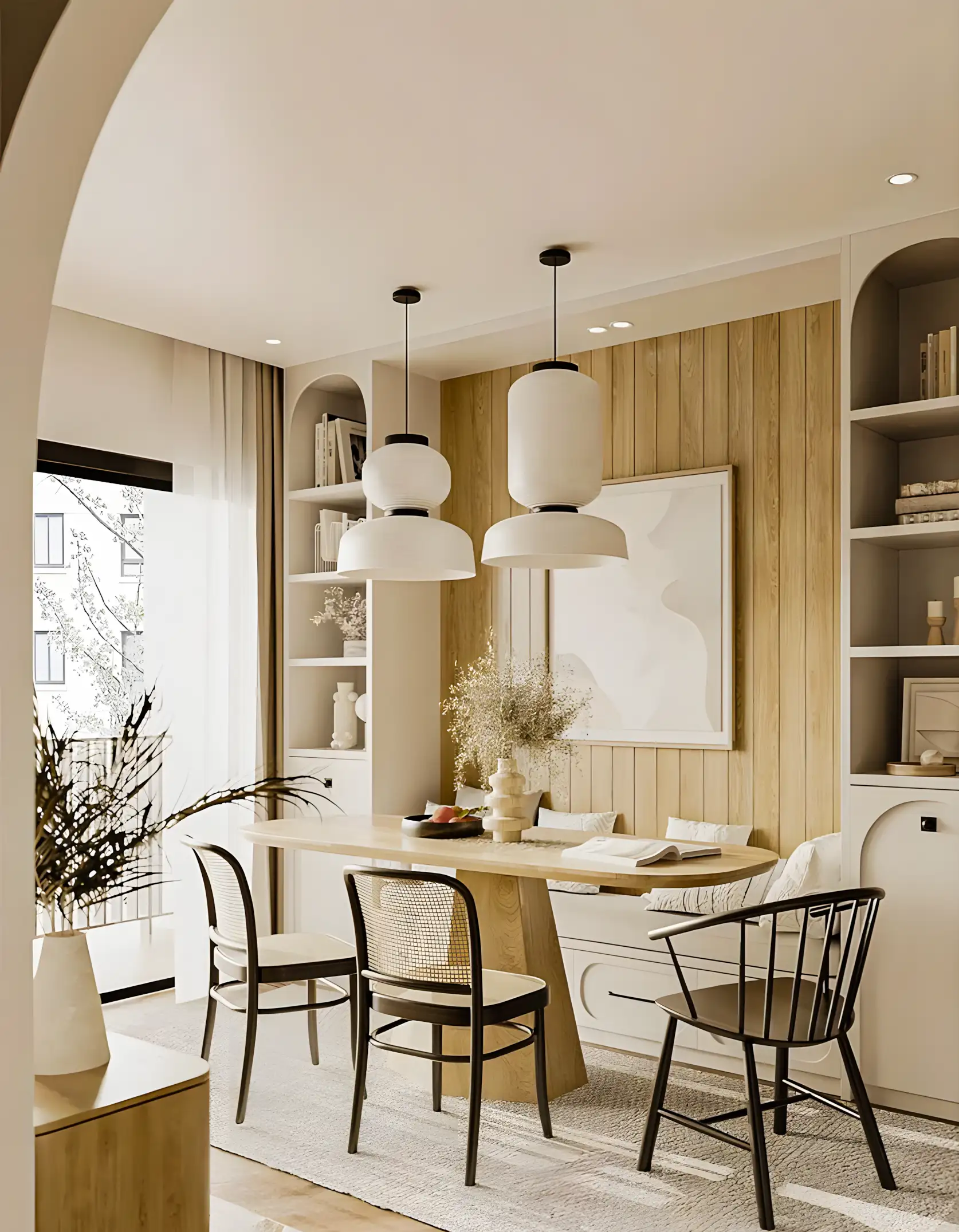 Elegant Finish Dining Area With Modern Wooden Look | Material Depot