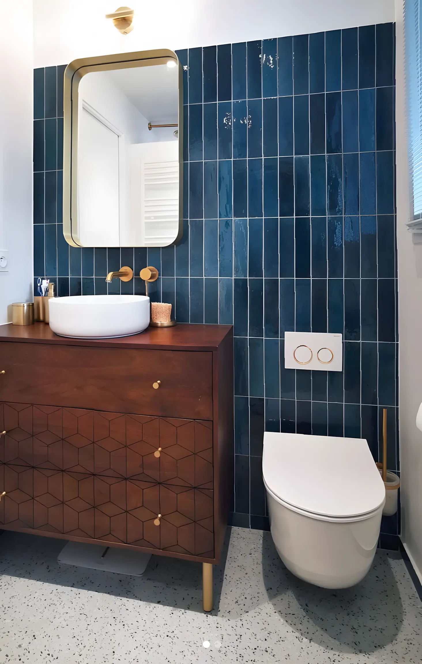 Elegant Gold Accents and Terrazzo Floor with modern wooden laminate Assetz Marq 3.0 Whitefield | Material Depot