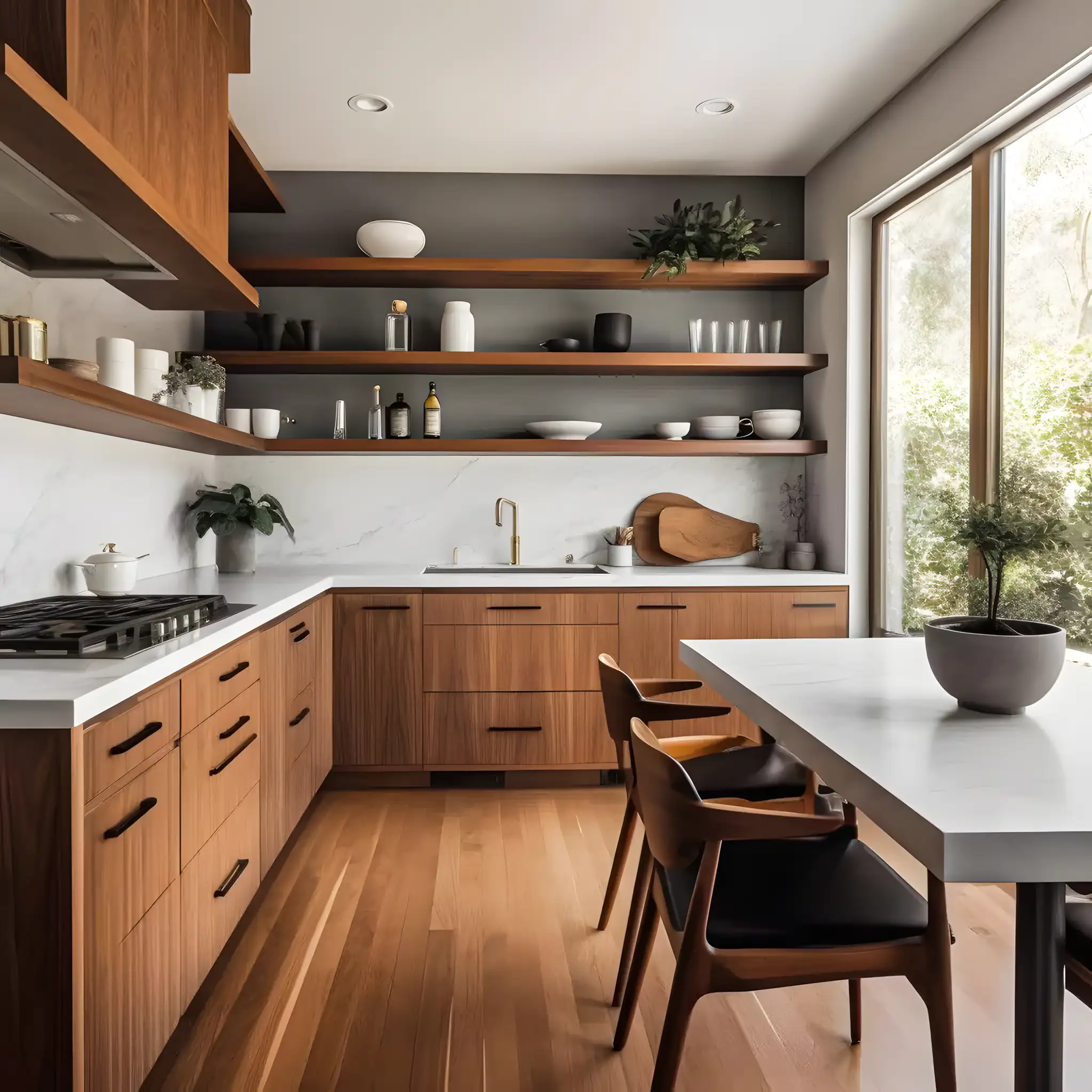 Mid-Century Modern Kitchen with Warm Wood Accents | Material Depot