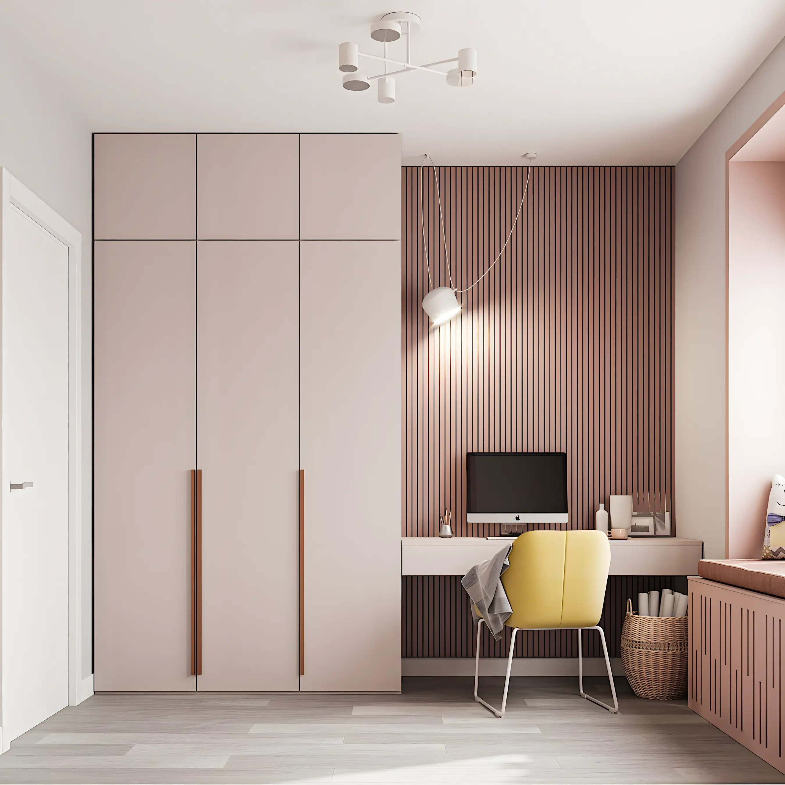 Pink Laminates With Modern Fluted Panels | Material Depot