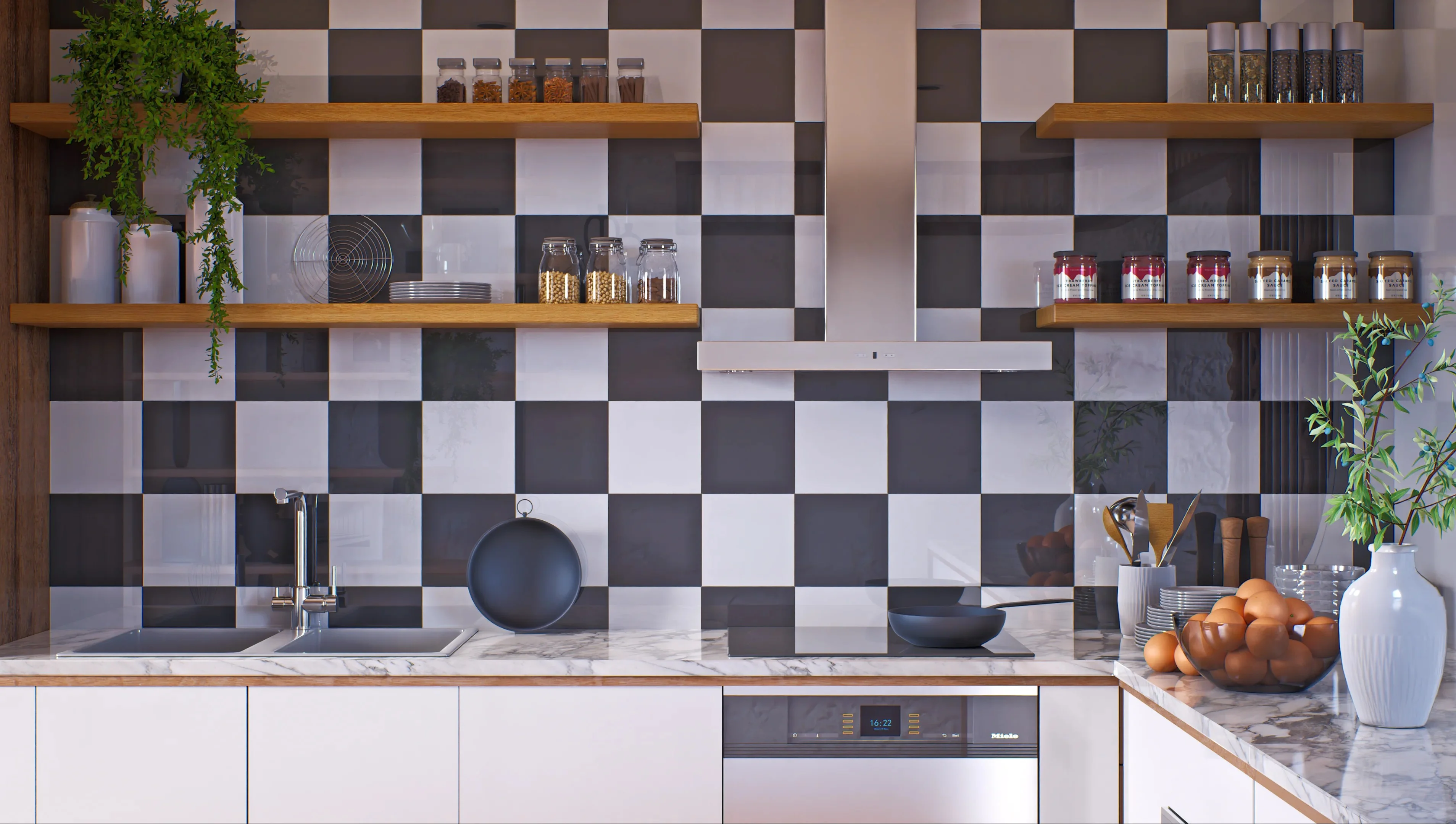 Timeless Checkerboard Kitchen Charm | Material Depot