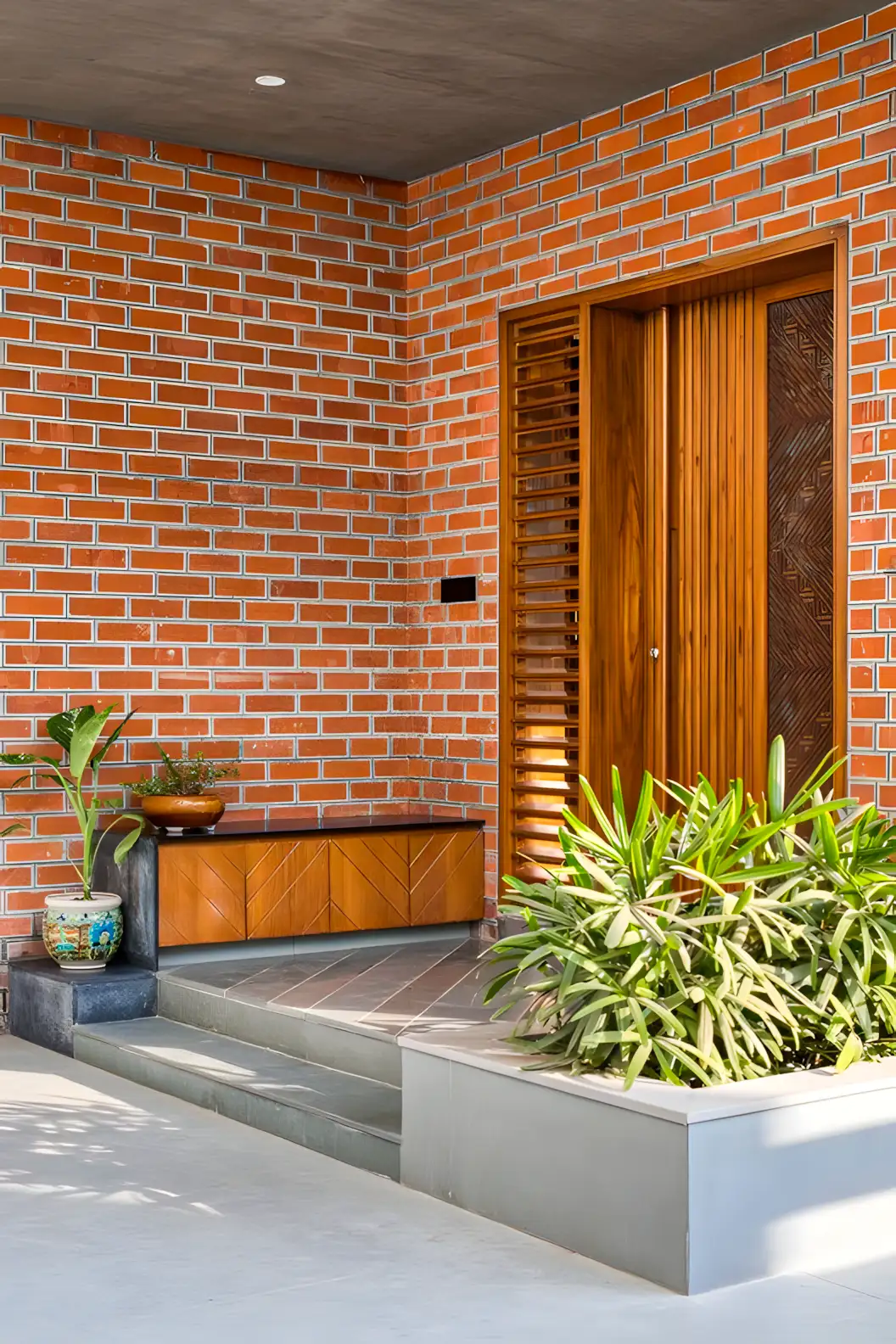 Welcoming Entrance with Brick and Wood | Material Depot